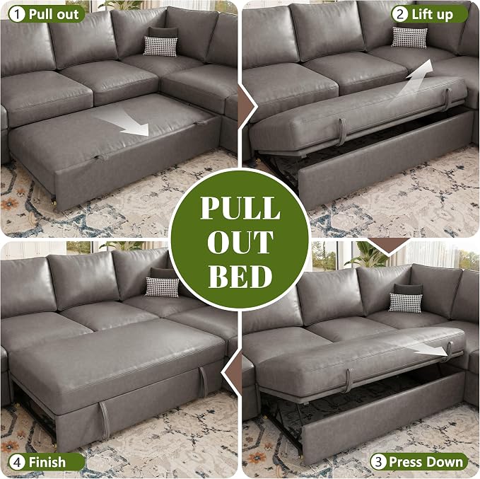 85 Inch Faux Leather Modular Sectional Sofa - Image 7