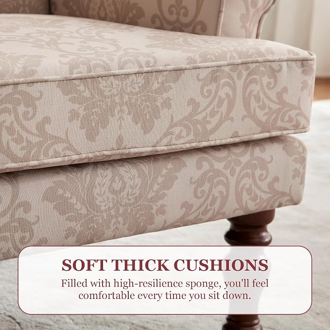 HUIMO Printed Wingback Accent Chair, Linen Upholstered High Back Armchair - Image 5