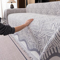 VClife Boho Couch Cover, Abstract White and Black Line Geometric Jacquard Couch by VCLIFE