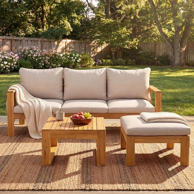 Christopher Knight Home Kayahs 3 Pieces Acacia Wood Furniture Set, Patio by ChristopherKnightHome