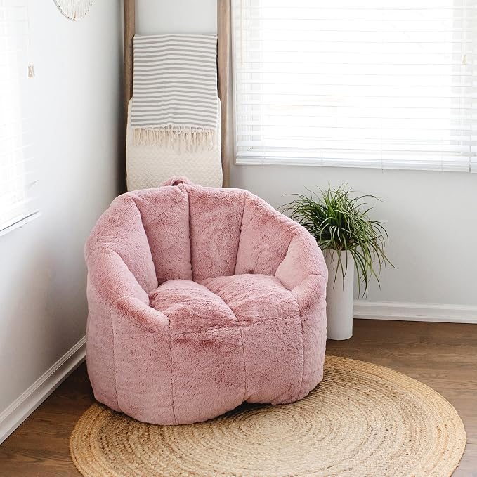 Big Joe Milano Bean Bag Chair for Kids, Ultra-Soft Mauve Plushie Polyester Blend - Image 2