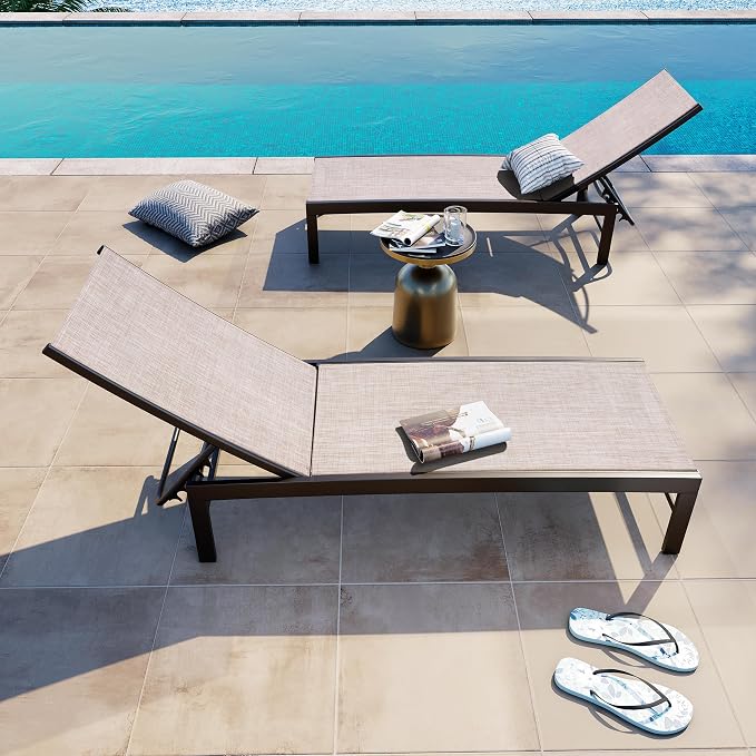 Crestlive Products Lounge Chair Outdoor Set of 2, Metal Pool Chaise Lounge - Image 9