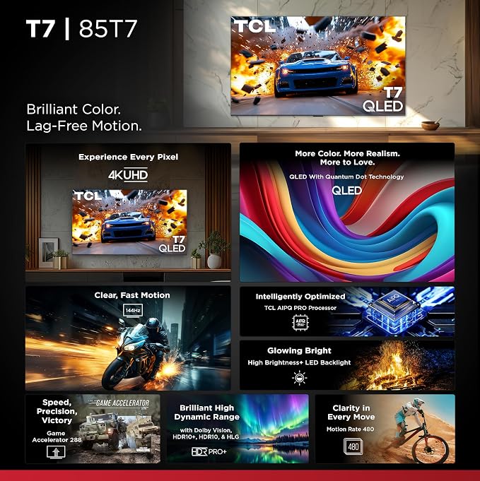 TCL Amazon Exclusive 85 Inch Class T7 Series | 4K QLED HDR Lag-Free Smart - Image 3