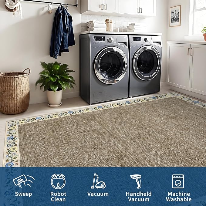 GarveeHome 4x6 Area Rugs for Bedroom Living Room Machine Washable Rugs Floral - Image 8