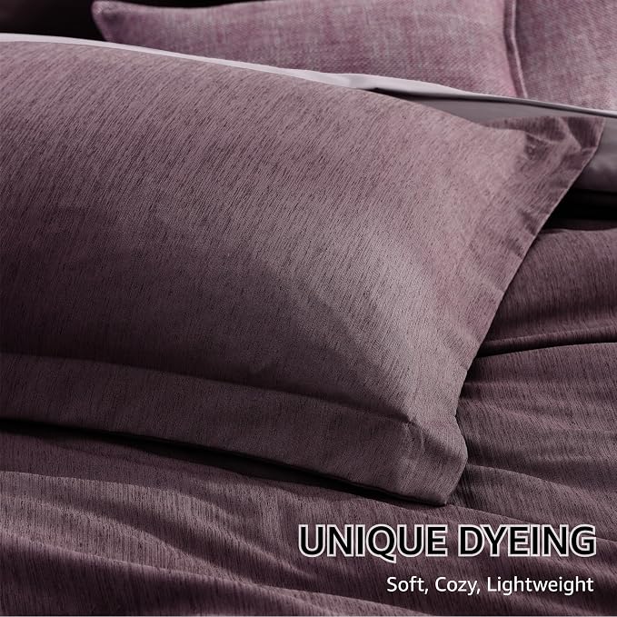 Monbix King Size Comforter Set, Italian Plum King Bedding Set Reversible - Image 6