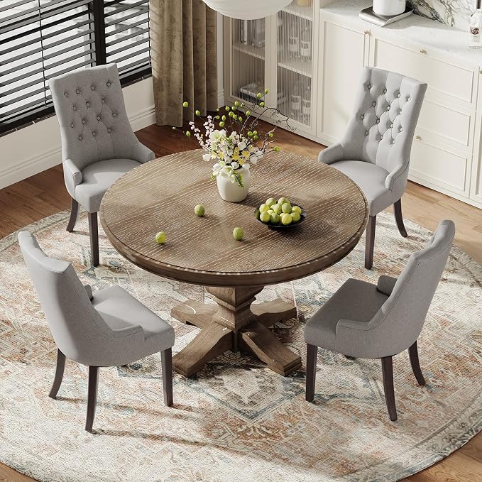 COLAMY Fabric Side Dining Chairs Set of 4, Wingback Upholstered Dining Room - Image 3