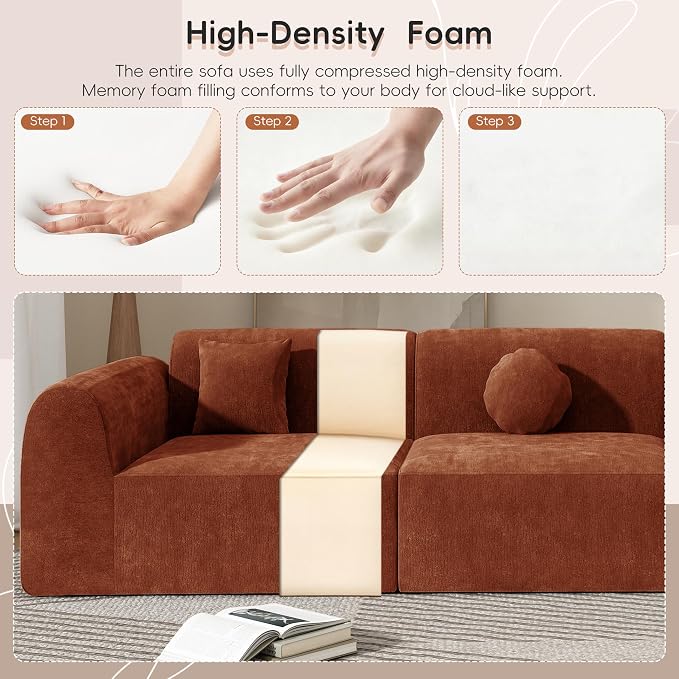 Merax 140" Curved Polyester Sectional Sofa Set, 7 Seat Modern Cloud Couch - Image 5