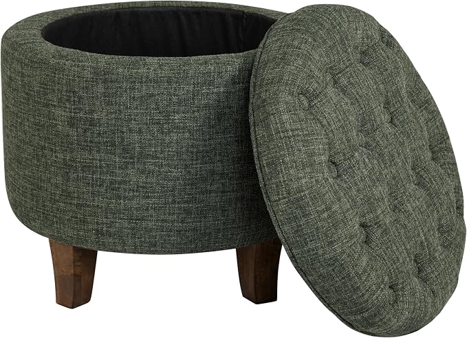 Homepop Home Decor | Upholstered Round Tufted Foot Rest Ottoman | Ottoman - Image 8