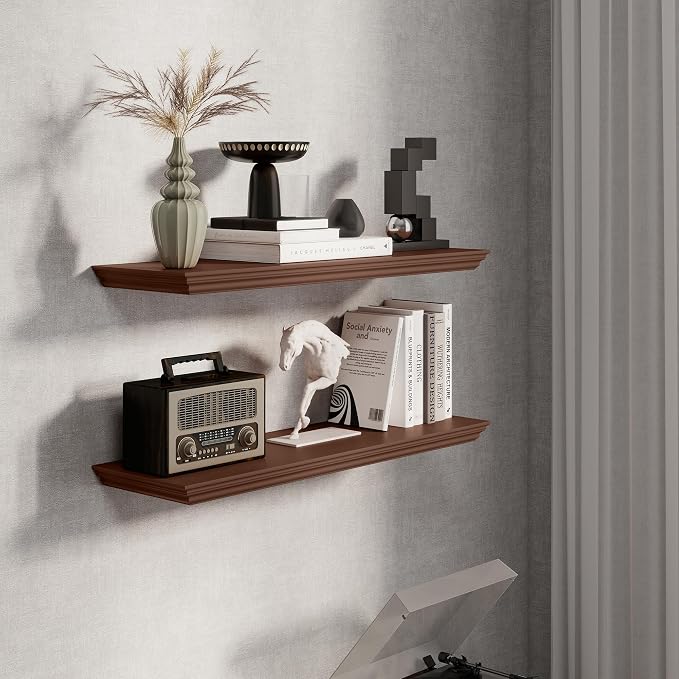 Fun Memories Floating Shelves 32 Inch Long, 9.3 Inch Deep Classic Crown Molding - Image 5