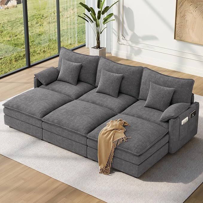 Vesgantti 108" Sectional Sleeper Sofa, 6-Seater Oversized Modular Cloud Couch by Vesgantti