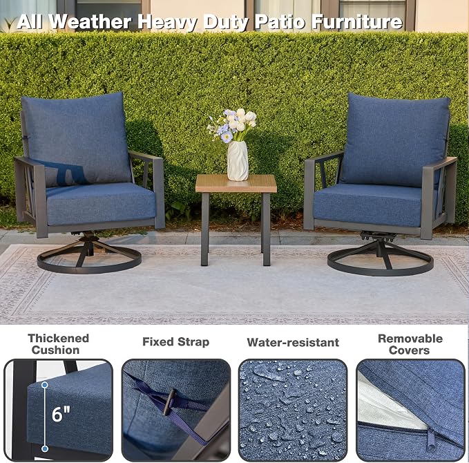 Outdoor Patio Swivel Rocking Chairs Set, Patio Porch Furniture - Image 5