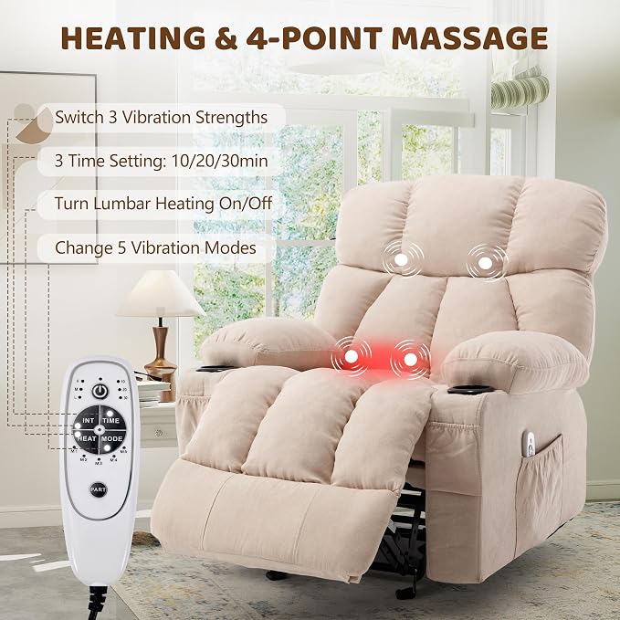 Massage Rocking Recliner Chair, Ergonomic Recliners Sofa - Image 3