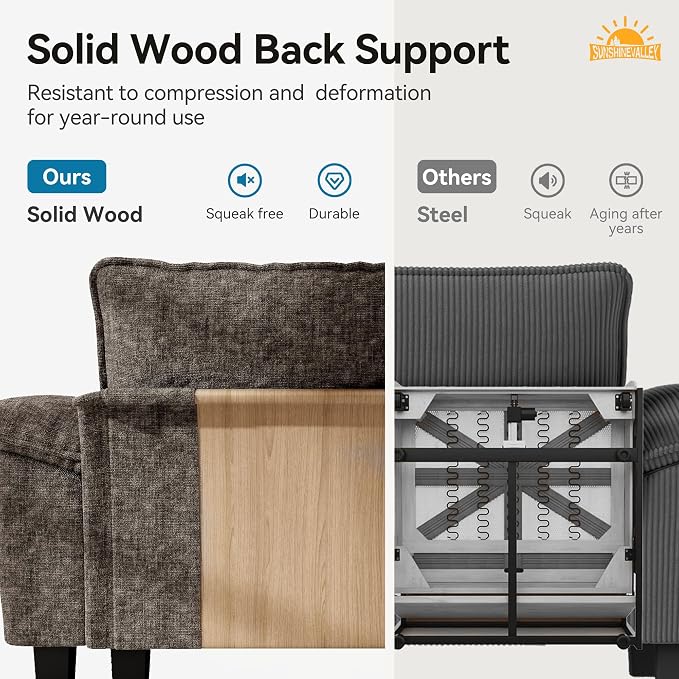 SUNSHINE VALLEY Sofa and Loveseat Set, Oversized Chenille Modular Love seat and - Image 5