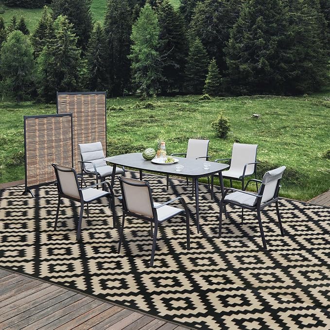 SAND MINE Waterproof Outdoor Rug 10x20 ft, Plastic Reversible Rug, Modern Area - Image 6