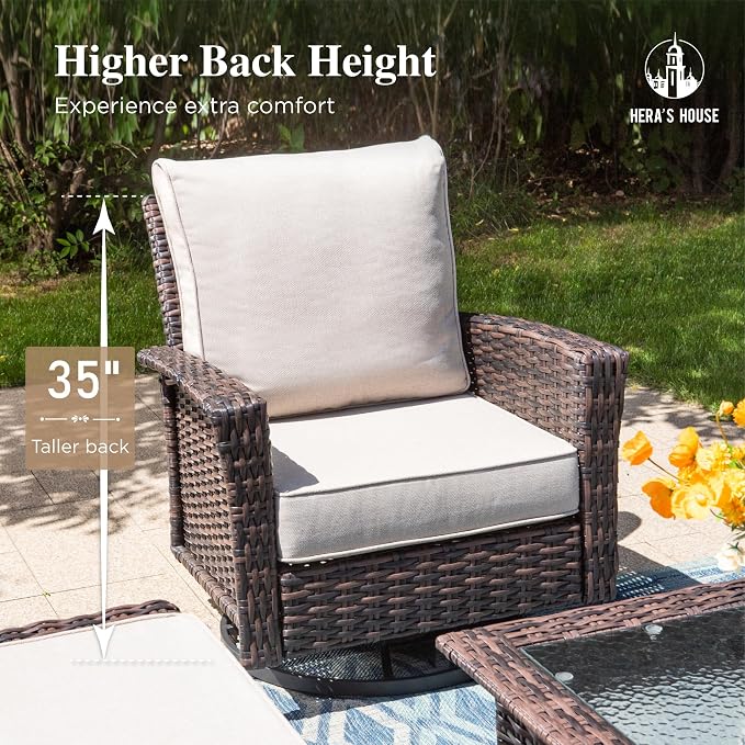 HERA'S HOUSE Outdoor Furniture, 2 x High Back Swivel Patio Chairs - Image 2