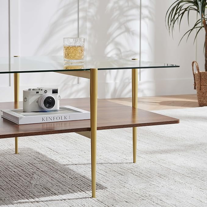 LumFurn X-Large Oval Glass Coffee Table, Mid-Century Modern Design, L47 x W24 x - Image 6