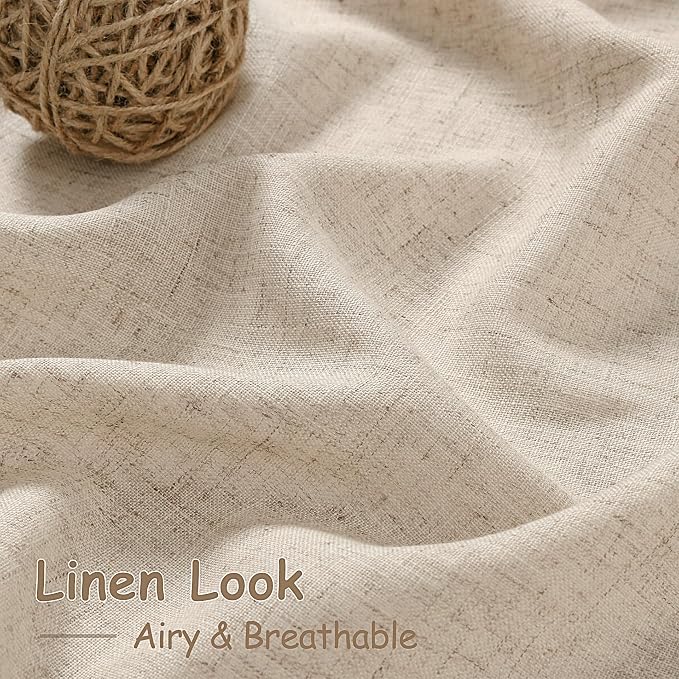 Nanspring Grey Flax Linen Curtains 84 Inch Length 2 Panels Set - Image 4