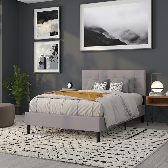 Flash Furniture Bedford Tufted Upholstered Full Size Headboard in Light Gray - Image 7