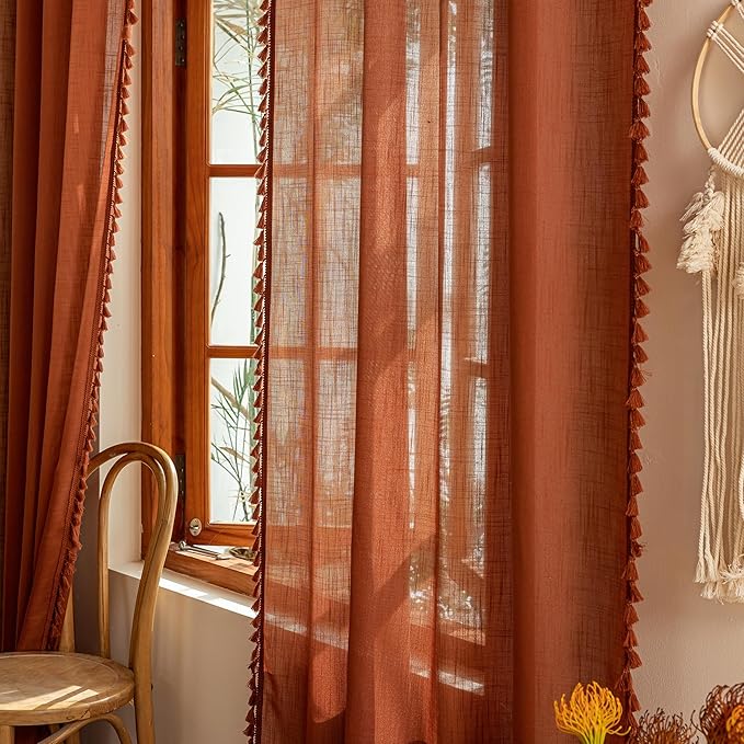 MYSKY HOME Boho Country Room Decor Long Curtains - Image 5