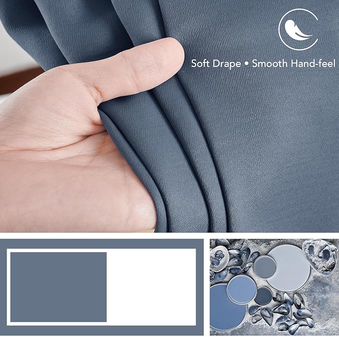 Deconovo Blackout Curtains, Thermal Insulated, W70 x L108 2 Panels, Back Tab - Image 7