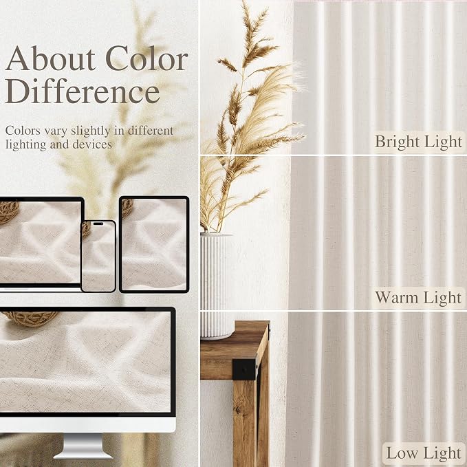 Beige Linen Curtain 96 inches Long - Image 5