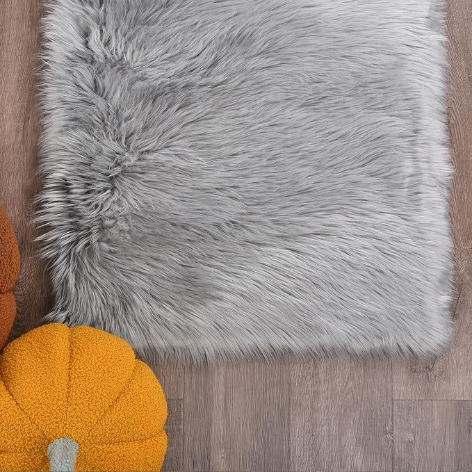 Goolela Grey Sheepskin Area Rug 10x12 Gray Fluffy Fuzzy Furry Carpet - Image 6