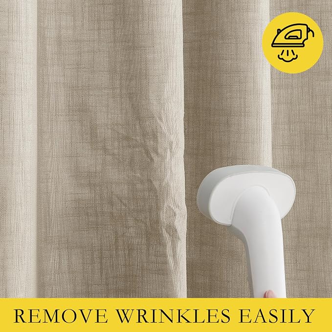 NICETOWN Taupe 100% Blackout Linen Curtains 108 inch Long Burg, Farmhouse Thick - Image 7