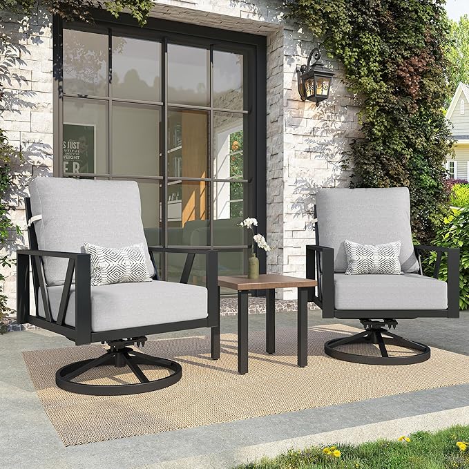 Outdoor Patio Swivel Rocking Chairs Set, Front Porch Furniture by COMLAXFIELD