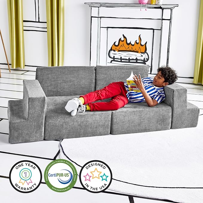 Yourigami Kids and Toddler Play Gym, Playroom Couch Set, Durable Modular Design - Image 6