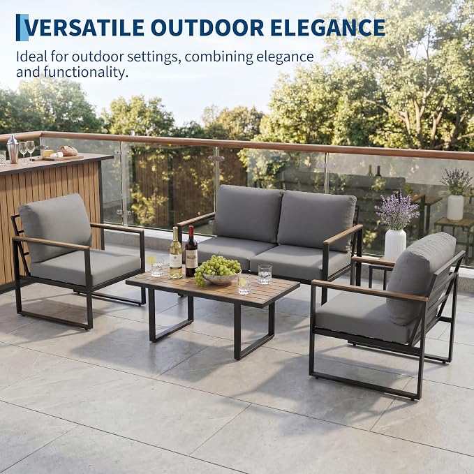 GarveeHome 4-Piece Aluminum Patio Furniture Set - Image 7