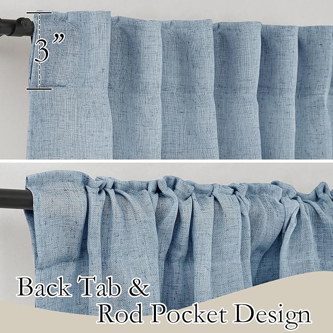 RYB HOME Sheer Curtains 84 inche Long, Dusty Blue Rod Pocket & Back Tab Light - Image 3