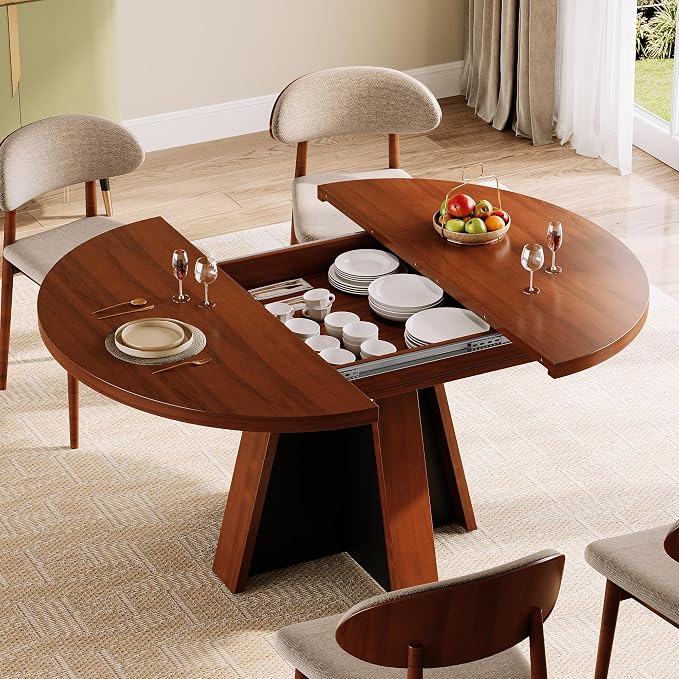 iPormis 43.3in-59in Extendable Round Dining Table - Image 3