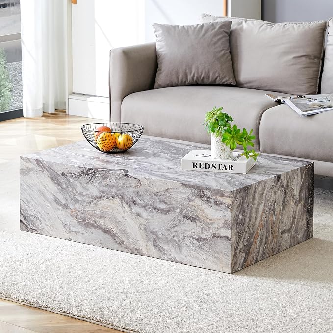 39.3'' Wood Coffee Table with Wood Grain, Rectangular Low Tables - Image 4
