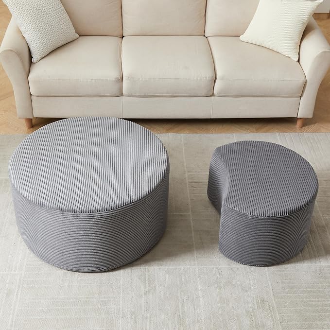 49.7'' Foam Round Nesting Coffee Table Set of 2, Modern Upholstered Side End - Image 3