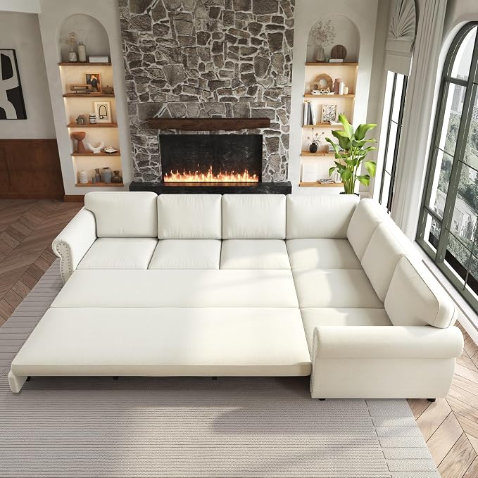 118" L-Shaped Sleeper Couch Bed - Image 8