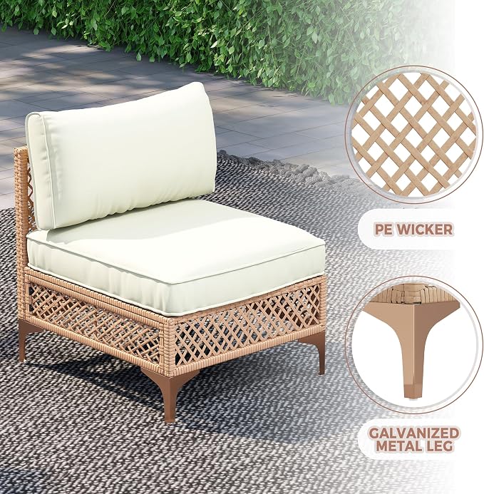 5-Piece Generous Patio Furniture Set, Wicker Outdoor Sectional Set - Image 5