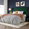 Allewie Full Size Bed Frame/Velvet Upholstered Platform Bed/Vertical Channel by Allewie