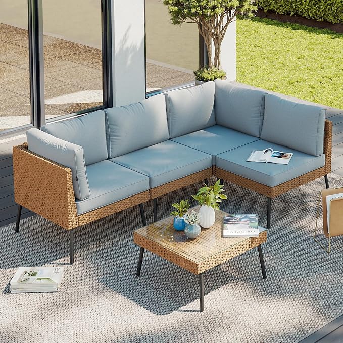 Aoxun Patio Furniture Set, 5 Piece Outdoor Sectional Sofas by Aoxun