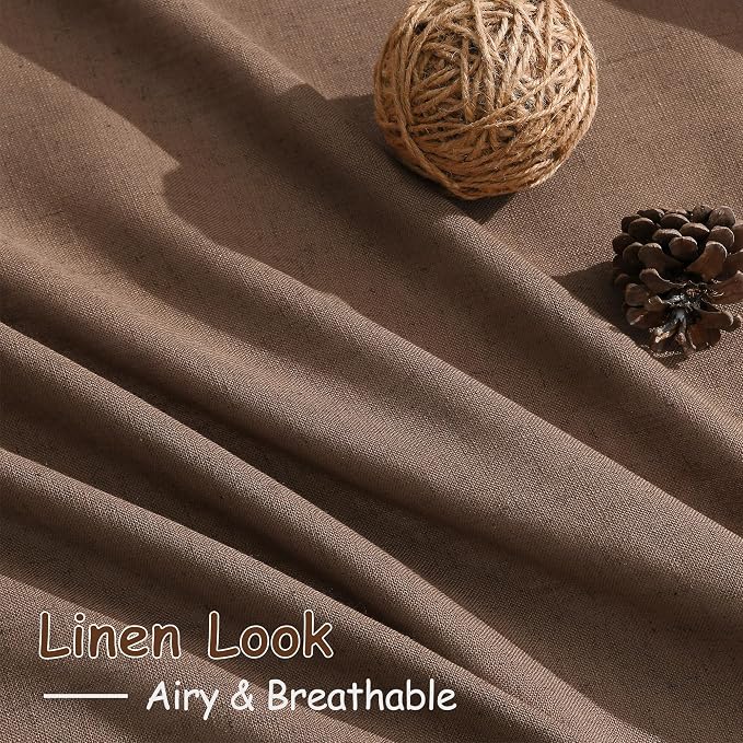 Nanspring Caramel Brown Linen Curtains 63 Inches Length 2 Panels Set - Image 5