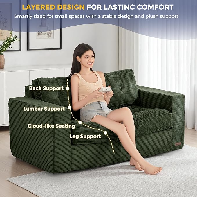 MAXYOYO Loveseat Sofa Couch, Upholstered Bean Bag Chair Cloud 2-Seat - Image 6