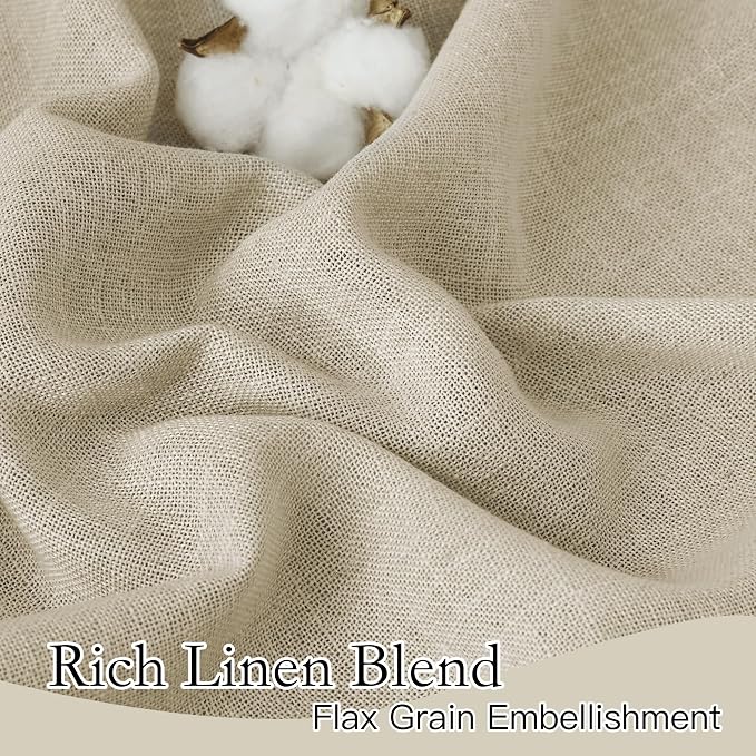 RYB HOME Semi Sheer Curtains 120 inches Long, Faux-Linen Privacy Sheer Drapes - Image 3