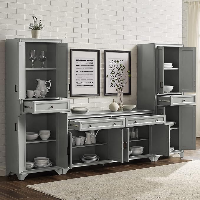 Crosley Furniture Tara 3-Piece Modern Farmhouse Sideboard Buffet Cabinet and - Image 10