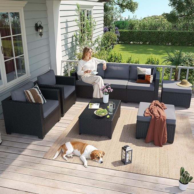 Aoxun 8 Piece Outdoor Patio Furniture Set 7 Seats, Outdoor Sectional - Image 3