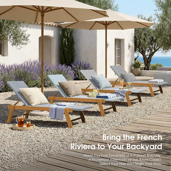 PURPLE LEAF Extra Large Patio Chaise Lounge 2 Pieces French Outdoor Wicker - Image 9