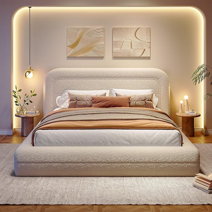 Homkdom Cloud Bed Frame with Headboard, Upholstered Soft Queen Bed Frame with - Image 5