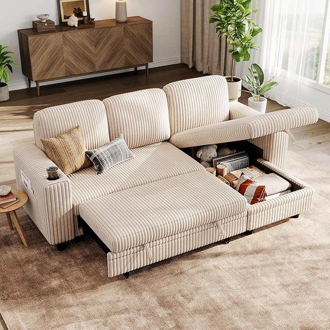 LINSY HOME Sectional Sleeper Sofa Pull Out Couches by LINSYHOME