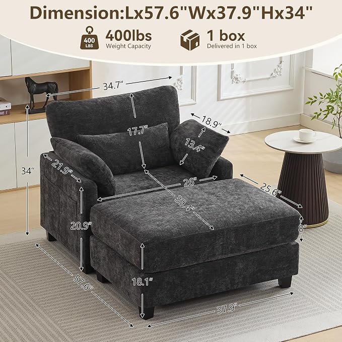 WUTUTUEE 57.5" Oversized Chaise Lounge - Image 2