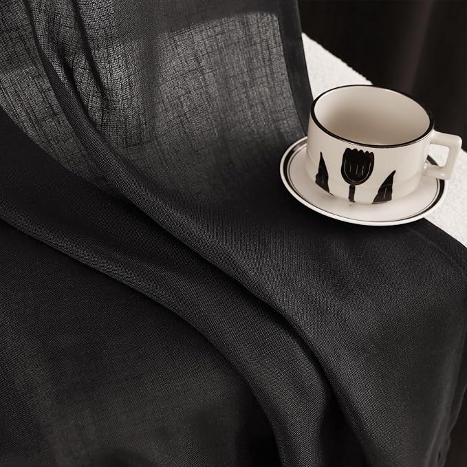 Black Linen Curtains 84 inches Long - Image 2