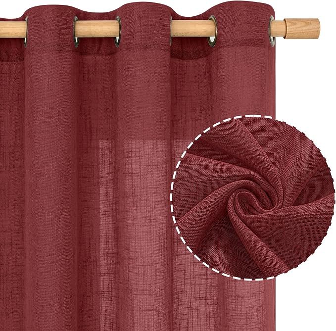 LAMIT 90 inch Red Linen Curtains - Image 2