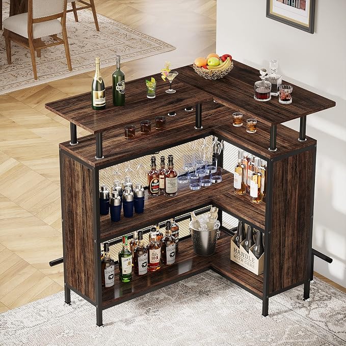 LITTLE TREE Home Bar Unit Mini Liquor Table Cabinet - Image 5